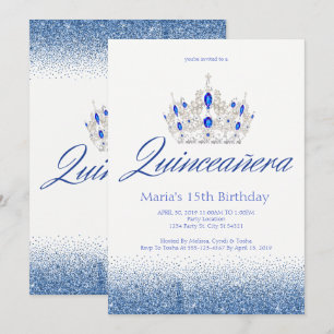 Invitations de Quinceañera de saphir et de diamant