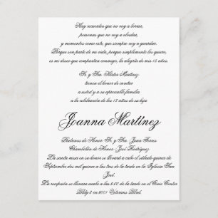 Invitations de Quinceanera en espagnol 4,25 x 5,5