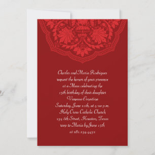 Invitations de Quinceanera, Motif latin rouge