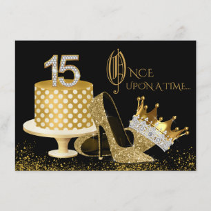 Invitations de Quinceanera noir et or