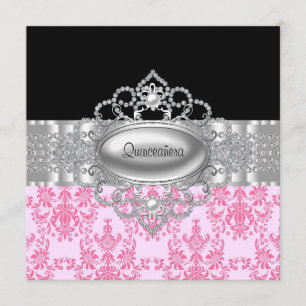 Invitations de Quinceanera rose Diamonds
