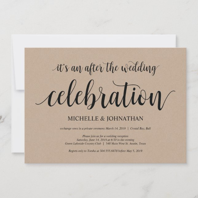 Invitations de réception Rustic Kraft Mariage Elop (Devant)