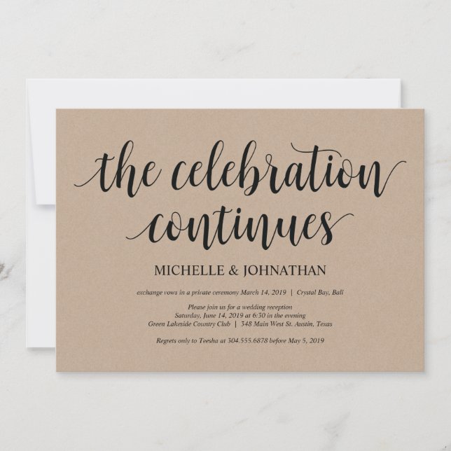 Invitations de réception Rustic Kraft Mariage Elop (Devant)