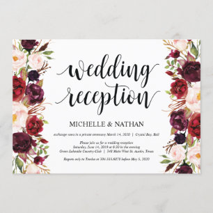 Invitations de réception Rustique Bourgogne Floral