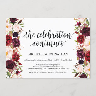 Invitations de réception Rustique Bourgogne Floral