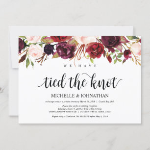 Invitations de réception Rustique Bourgogne Floral