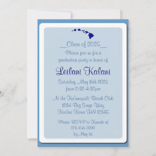 Invitations de remise de diplômes Hawaii blue Isla