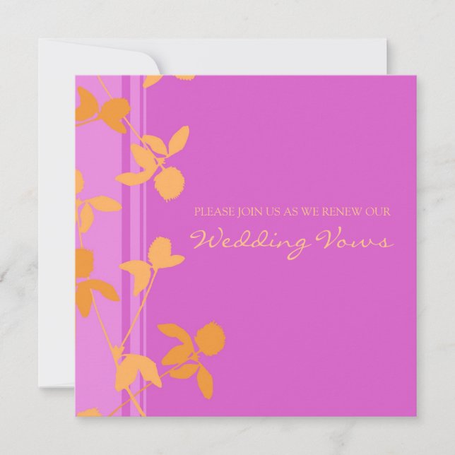 Invitations de renouvellement de Vow Mariage orang (Devant)