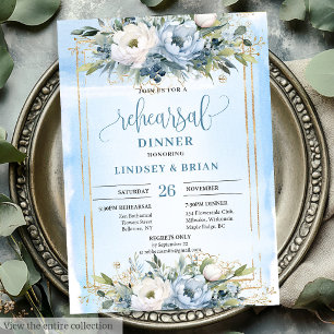 Invitations de répétition classique Dusty Blue Flo