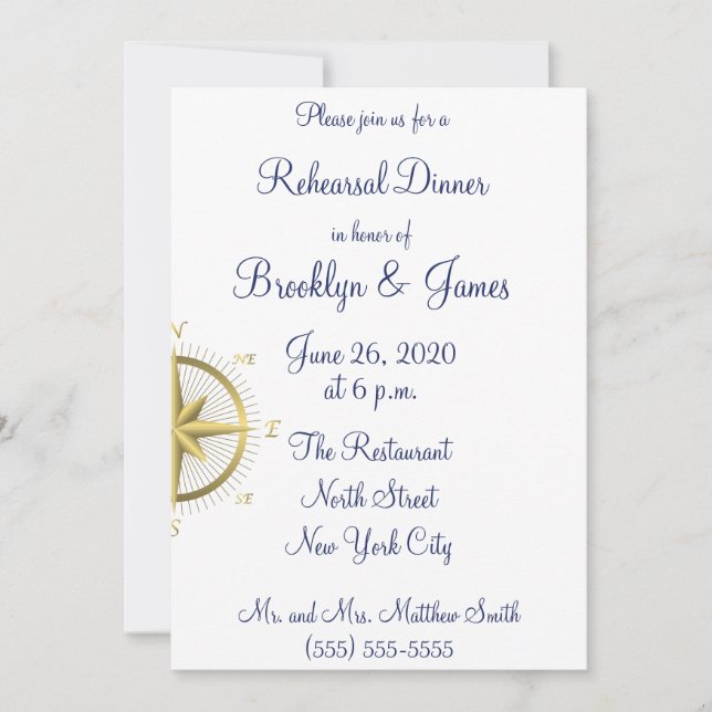 Invitations de répétition de Mariages nautiques bl (Devant)