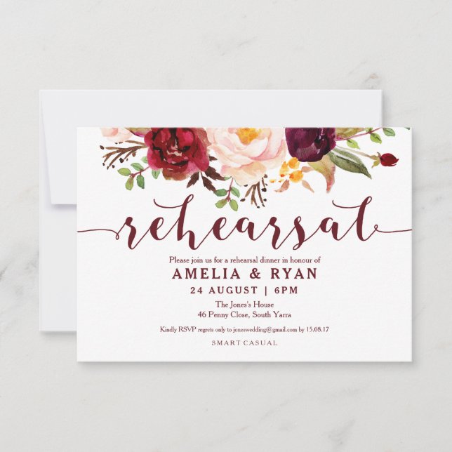 Invitations de répétition des Mariages floraux de  (Devant)
