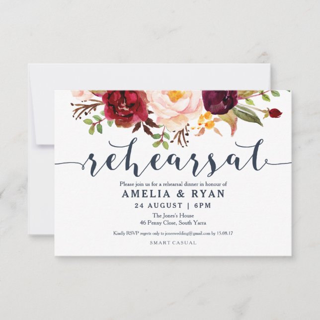 Invitations de répétition des Mariages floraux de  (Devant)