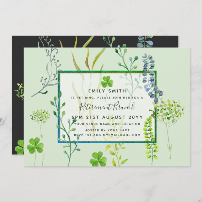 Invitations de retrait de jardin d'herbes Aquarell (Devant / Derrière)