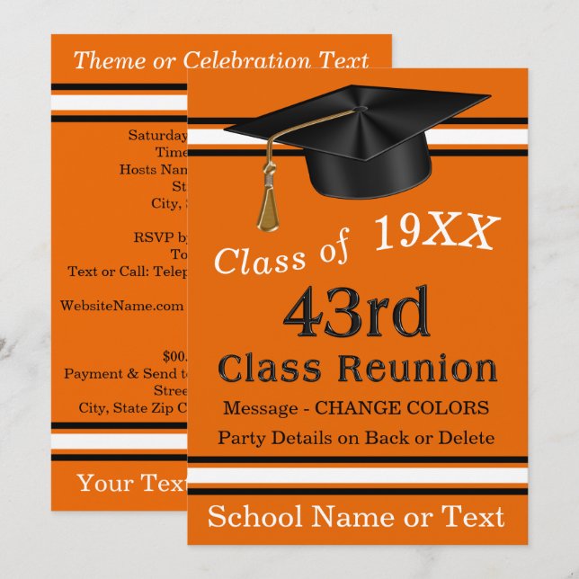 Invitations de réunion de 43e classe, orange, noir (Devant / Derrière)