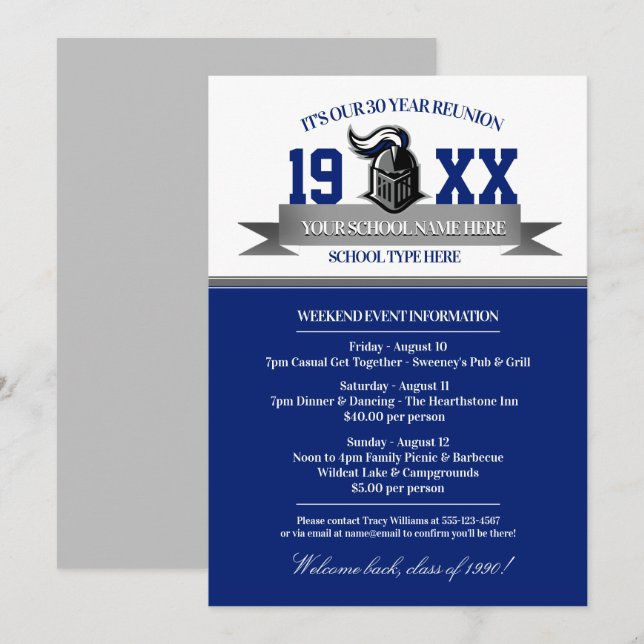 Invitations de réunion de classe de bannière Masco (Devant / Derrière)