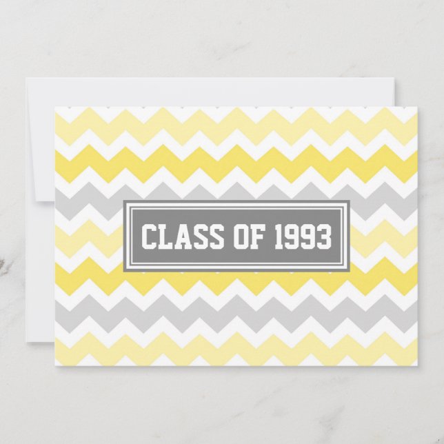 Invitations de réunion de classe Gray Jaune Chevro (Devant)
