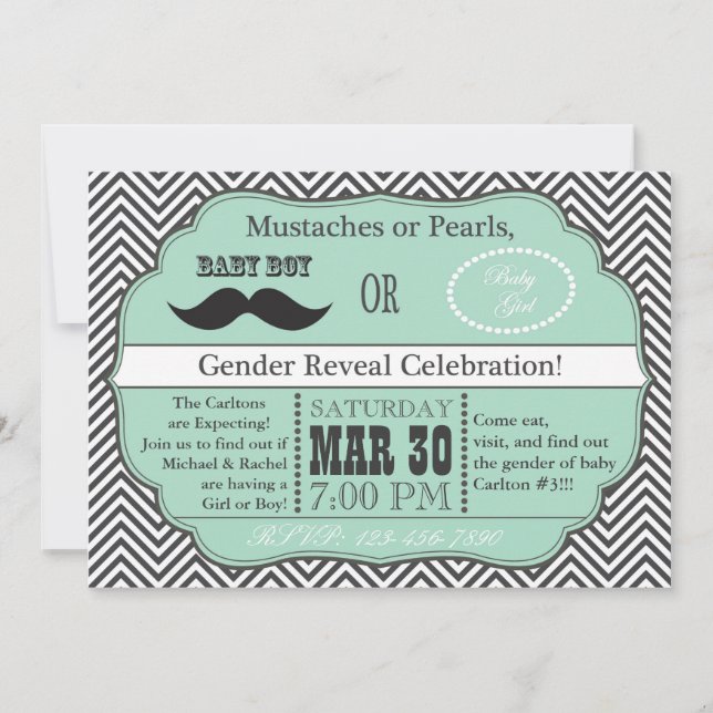 Invitations de révélation de genre sur les moustac (Devant)