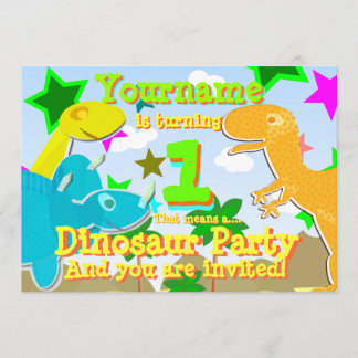 Invitations de rotation de 1 de dinosaure fête