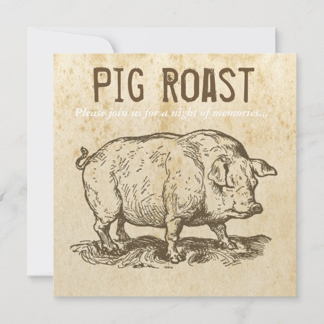 Invitations de rôti de porc d'antiquité rustique (Devant)