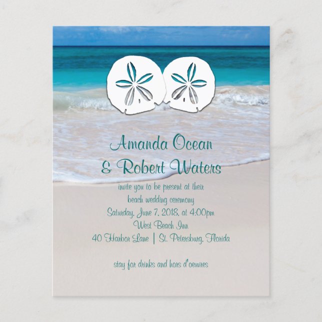 Invitations de sable de plage abordable Mariage de (Devant)