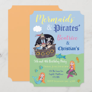 Invitations de sirène et de pirates
