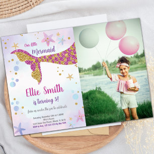 Invitations de sirènes de Parties scintillant rose