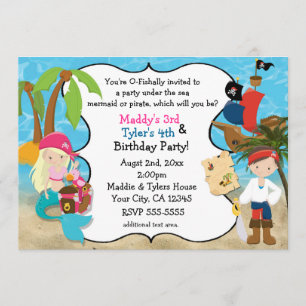 Invitations de sirènes et de pirates à la fête d'a