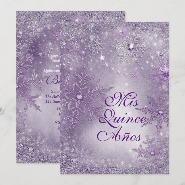 Invitations de Snowflake Winter Wonderland (Devant / Derrière)