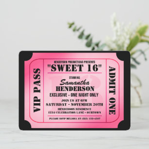 Invitations de soirée de style billets VIP sweet s