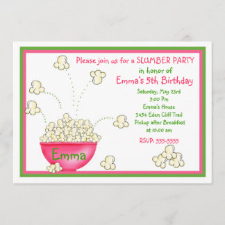Invitations de soirée pyjamas de maïs éclaté