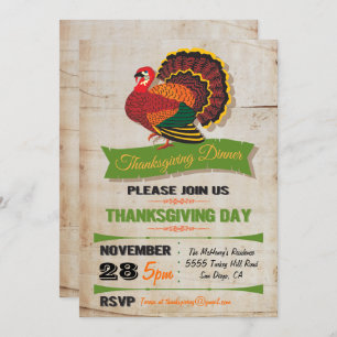Invitations de soirée Rustique Thanksgiving