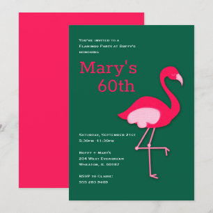 Invitations de soirées Flamants roses rose et vert