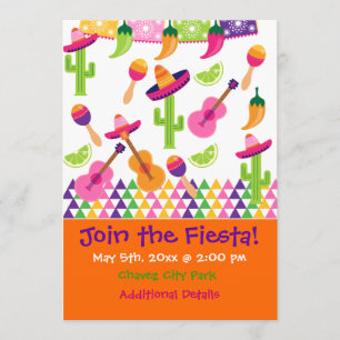 Invitations de Sombrero Saguaro à la fête de la fê