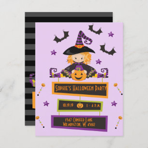 Invitations de sorcières pour les enfants à la fêt