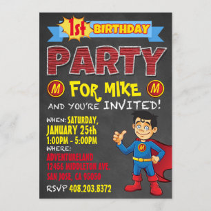 Invitations de super héros d'anniversaire. Fête