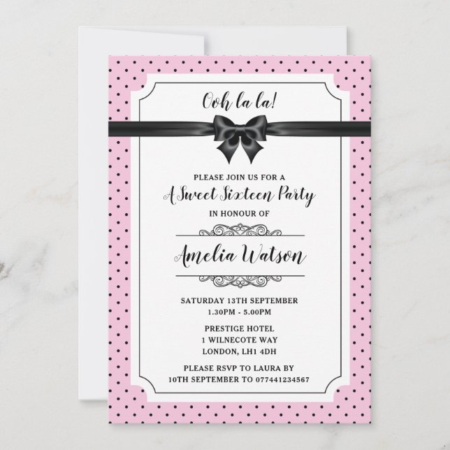Invitations de Sweet sixteen à thème à Paris (Devant)