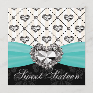 Invitations de sweet sixteen de coeur de diamant