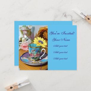 Invitations de tasse à thé florales pour le thé
