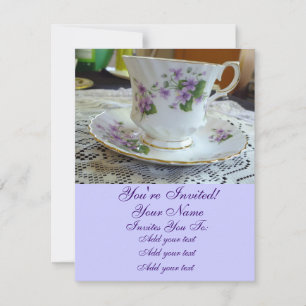 Invitations de tasse à thé Time-Violettes Vintage