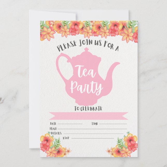 Invitations de Tea Party pour les filles (Devant)