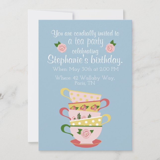 Invitations de Teacup Anniversaire (Devant)