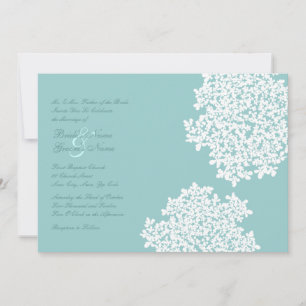 Invitations de Teal and White Floral Wedding
