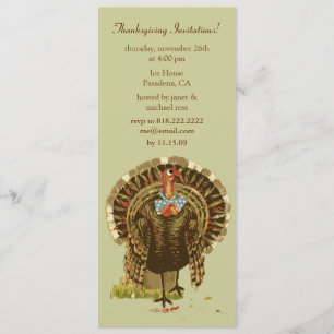 Invitations de Thanksgiving, vintage arrière - pla