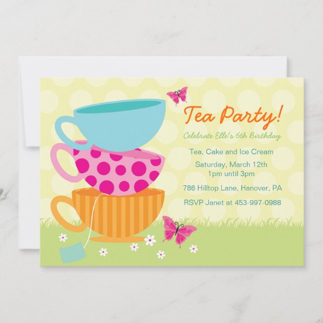 Invitations de thé de jardin de ressort (Devant)