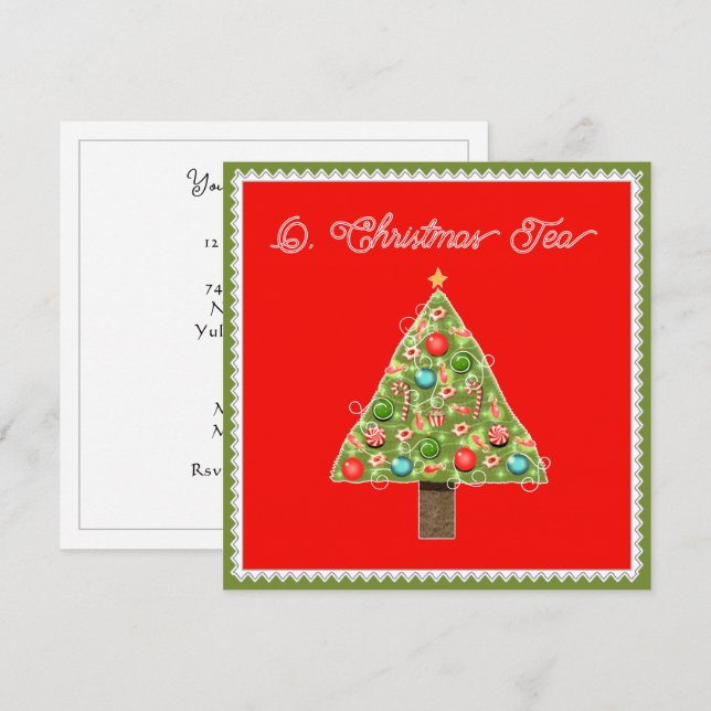 Invitations de thé de Noël (Devant / Derrière)