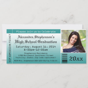 Invitations de tickets pour la graduation photo tu