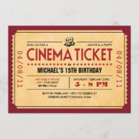 Invitations de tickets Retro Movie