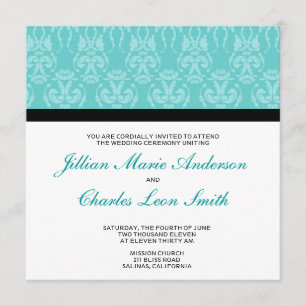 Invitations de Tiffany Turquoise Mariage damassé