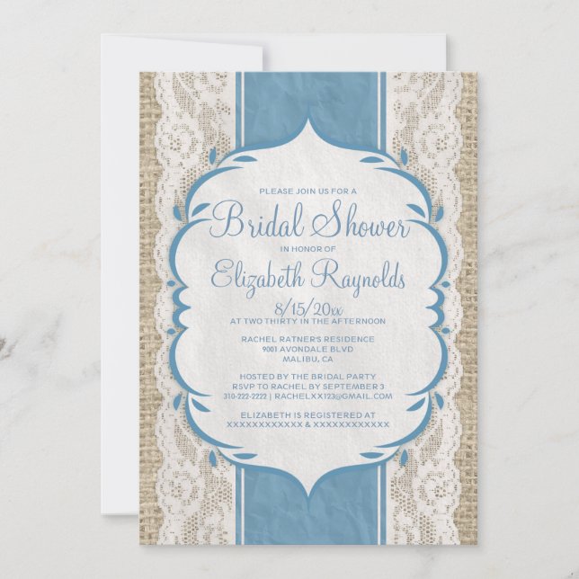 Invitations de toile blancs bleus de Fête de la (Devant)