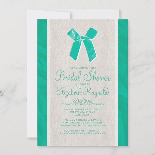 Invitations de toile de Fête de la mariée d'arc (Devant)